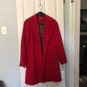 Red Calvin Klein winter coat